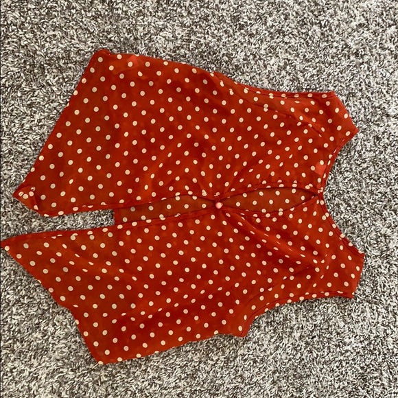 Orange polkadot top with buttons on the back - Picture 2 of 2